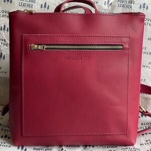 Portland Leather Medium Tote Backpack in Berry Good.